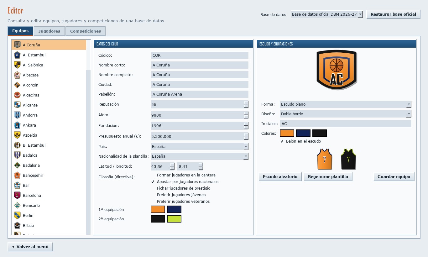 Editor de equipos